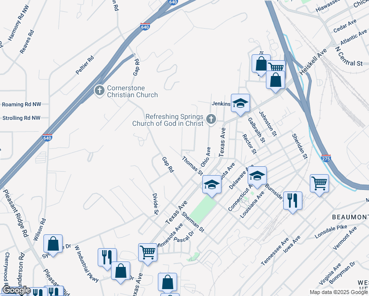 map of restaurants, bars, coffee shops, grocery stores, and more near 1220 Adcock Avenue in Knoxville