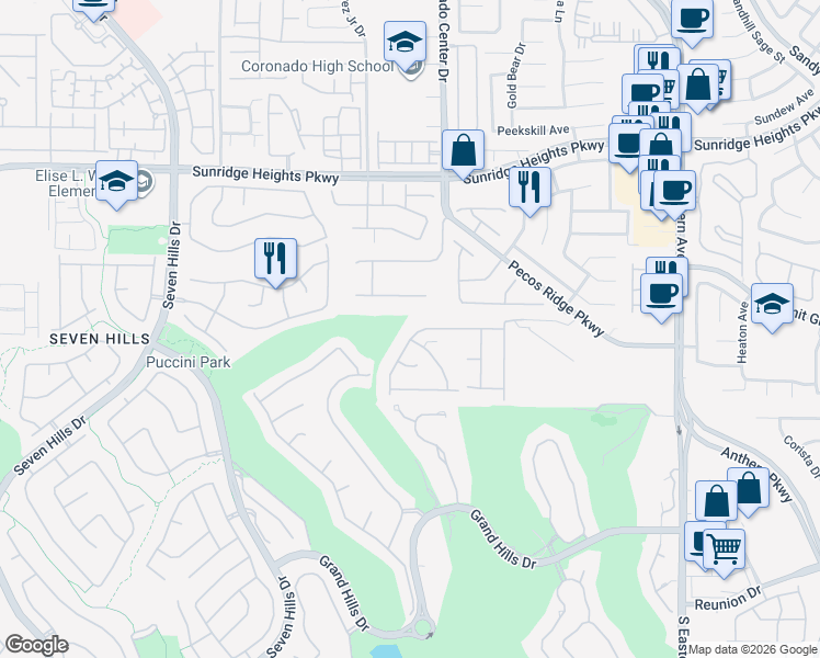 map of restaurants, bars, coffee shops, grocery stores, and more near 2826 Athens Ridge Drive in Henderson
