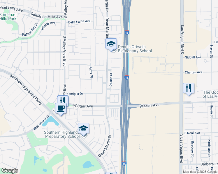 map of restaurants, bars, coffee shops, grocery stores, and more near 11177 Deluna Street in Las Vegas