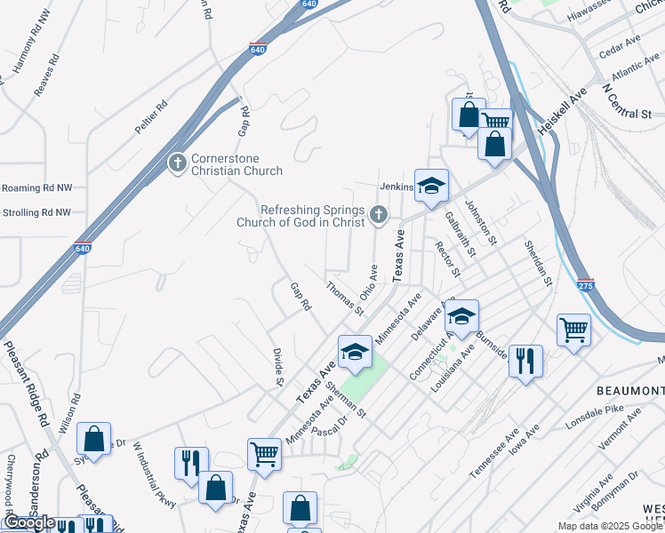 map of restaurants, bars, coffee shops, grocery stores, and more near 1220 Adcock Avenue in Knoxville