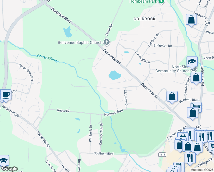 map of restaurants, bars, coffee shops, grocery stores, and more near 2205 Sawgrass Road in Rocky Mount