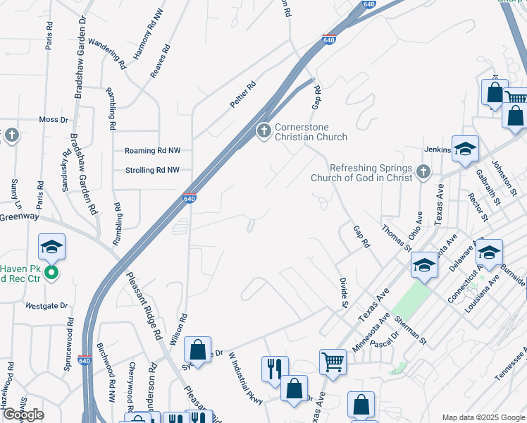 map of restaurants, bars, coffee shops, grocery stores, and more near 1202 Ivory Gables Way in Knoxville