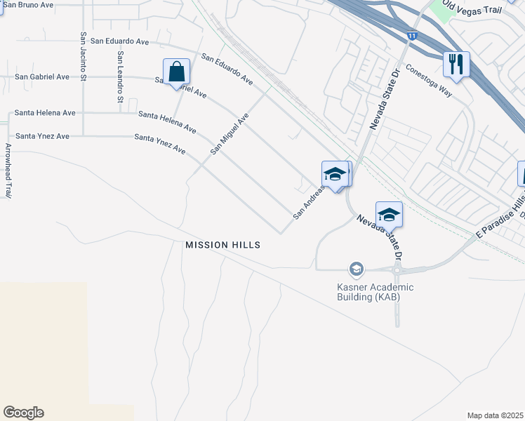 map of restaurants, bars, coffee shops, grocery stores, and more near 1212 Santa Ynez Avenue in Henderson
