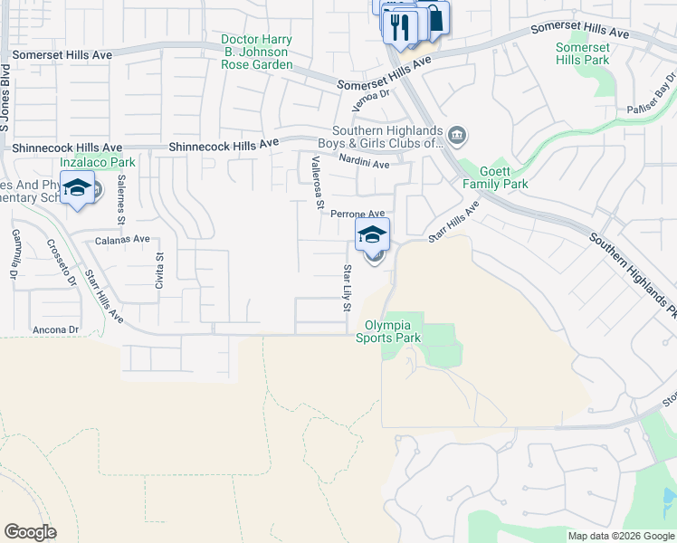 map of restaurants, bars, coffee shops, grocery stores, and more near 5018 Quiet Falls Court in Las Vegas