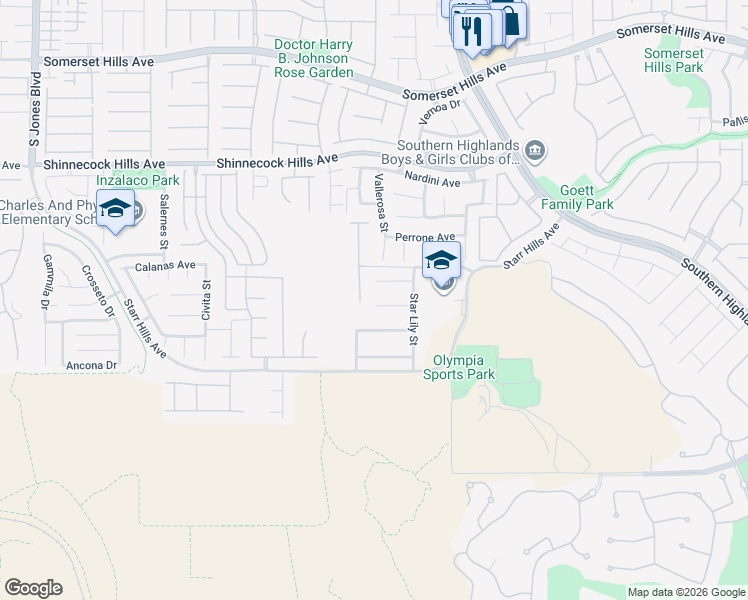 map of restaurants, bars, coffee shops, grocery stores, and more near 5126 Quiet Falls Court in Las Vegas