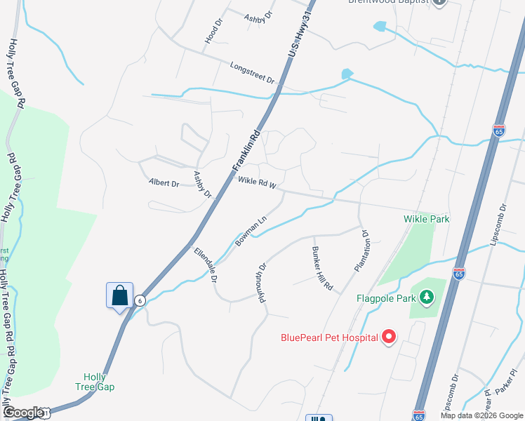 map of restaurants, bars, coffee shops, grocery stores, and more near 1407 Bowman Lane in Brentwood