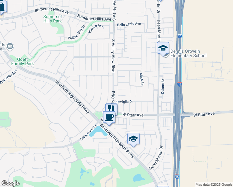 map of restaurants, bars, coffee shops, grocery stores, and more near 11163 Mezzana Street in Las Vegas
