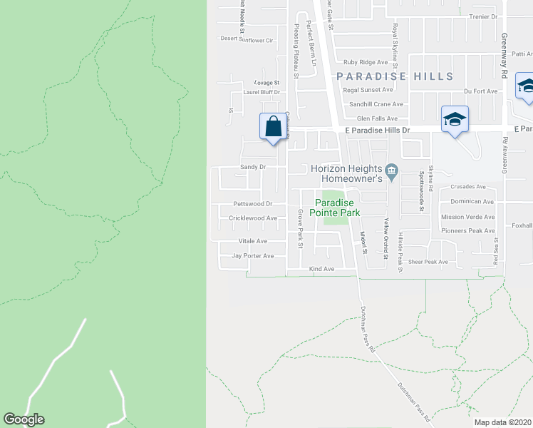 map of restaurants, bars, coffee shops, grocery stores, and more near 96 Cricklewood Avenue in Henderson