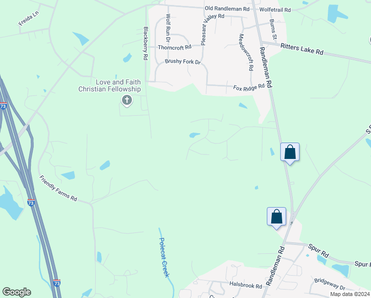 map of restaurants, bars, coffee shops, grocery stores, and more near 5000 Peppercorn Lane in Greensboro