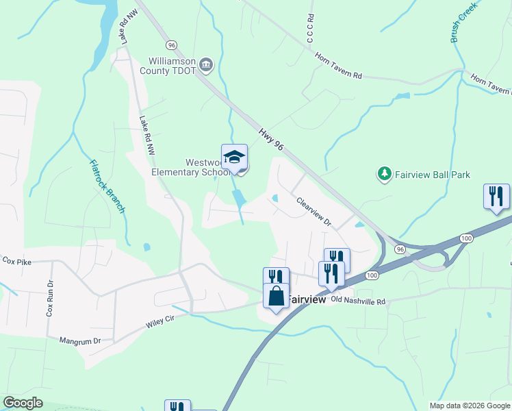 map of restaurants, bars, coffee shops, grocery stores, and more near 7418 Marisa Way in Fairview