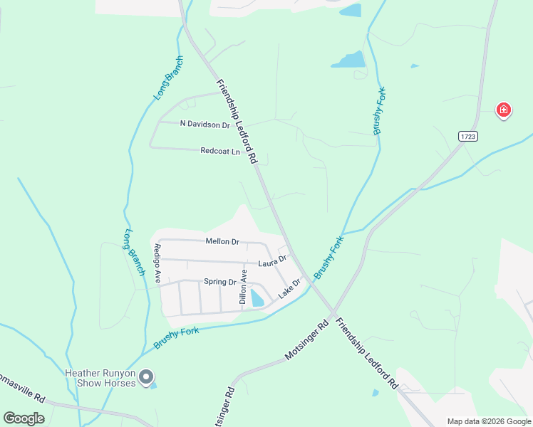 map of restaurants, bars, coffee shops, grocery stores, and more near 3857 Friendship Ledford Road in Winston-Salem
