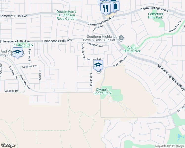 map of restaurants, bars, coffee shops, grocery stores, and more near 11160 Star Lily Street in Las Vegas