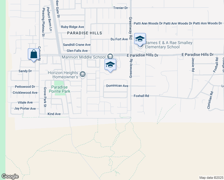 map of restaurants, bars, coffee shops, grocery stores, and more near 227 Mission Verde Avenue in Henderson