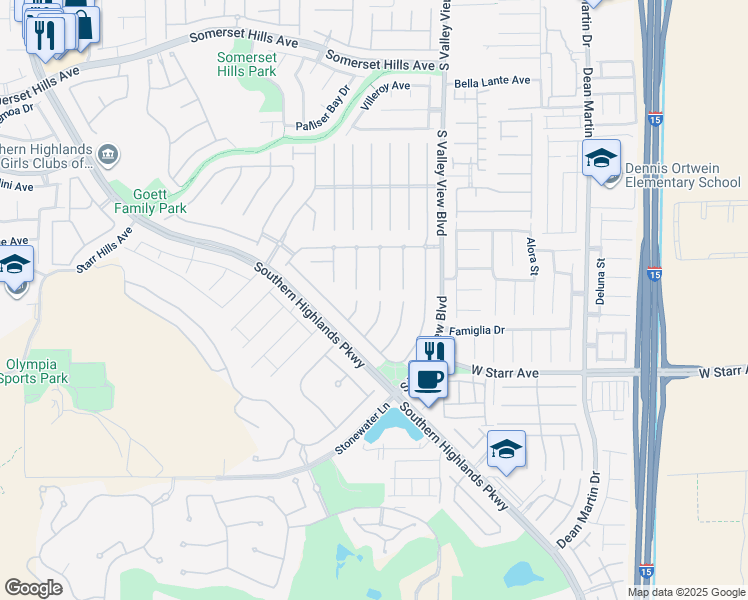 map of restaurants, bars, coffee shops, grocery stores, and more near 11155 Grants Landing Court in Las Vegas