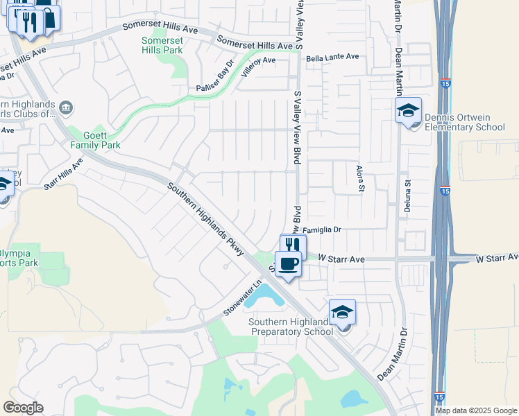 map of restaurants, bars, coffee shops, grocery stores, and more near 11154 Grants Landing Court in Las Vegas