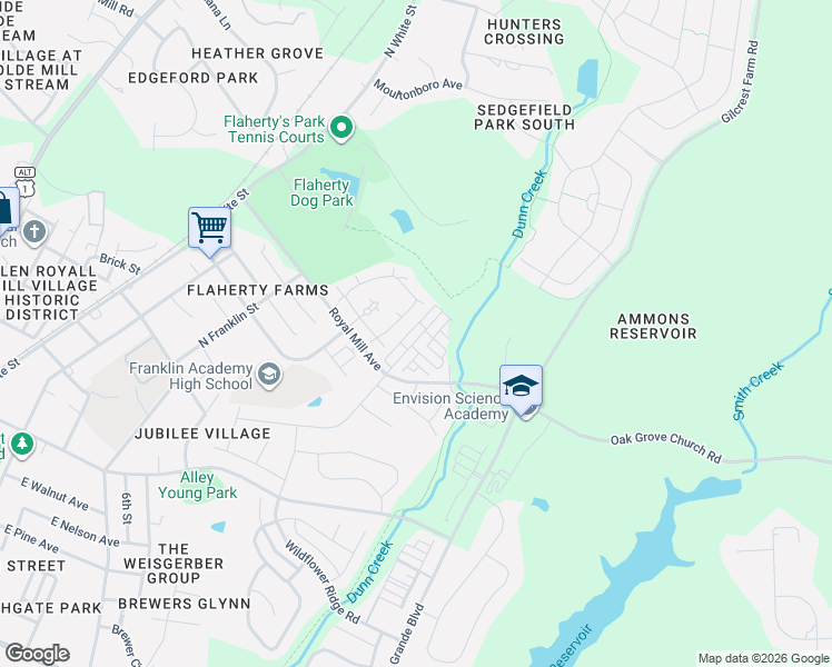 map of restaurants, bars, coffee shops, grocery stores, and more near 1117 Treetop Meadow Lane in Wake Forest