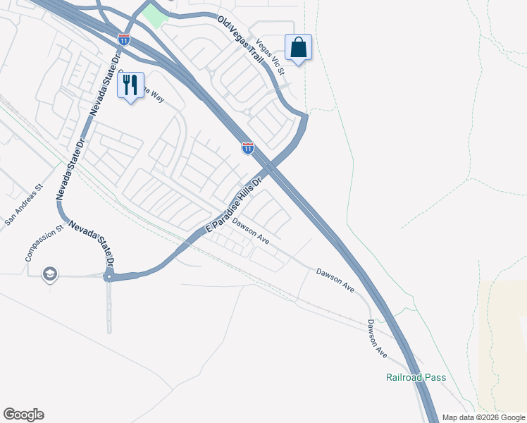 map of restaurants, bars, coffee shops, grocery stores, and more near 1106 Luna Eclipse Lane in Henderson