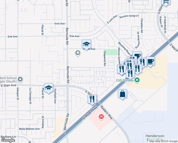map of restaurants, bars, coffee shops, grocery stores, and more near 1121 Autumn Grass Street in Henderson