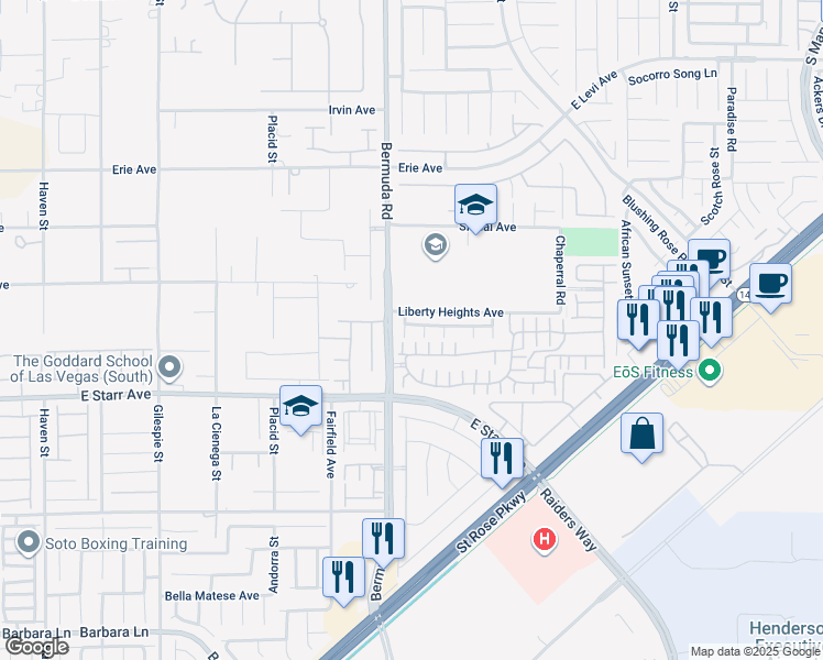 map of restaurants, bars, coffee shops, grocery stores, and more near 1120 Autumn Blossom Street in Henderson