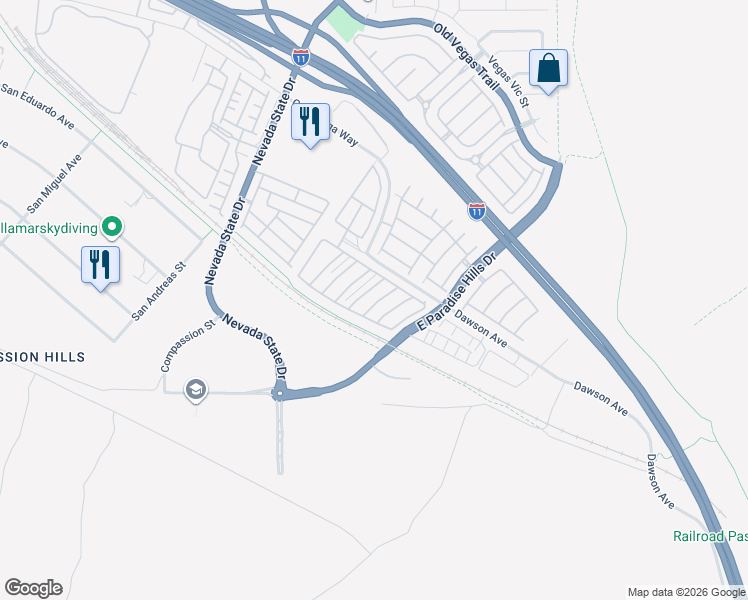 map of restaurants, bars, coffee shops, grocery stores, and more near 1171 Gecko Road in Henderson