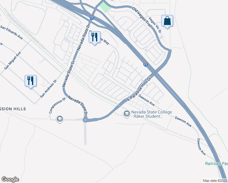 map of restaurants, bars, coffee shops, grocery stores, and more near 1161 Gecko Road in Henderson