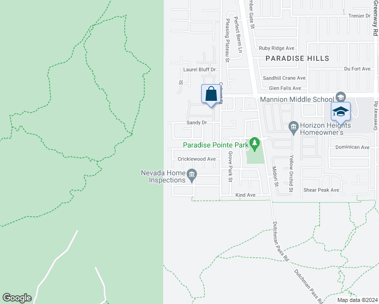 map of restaurants, bars, coffee shops, grocery stores, and more near 121 Pettswood Drive in Henderson