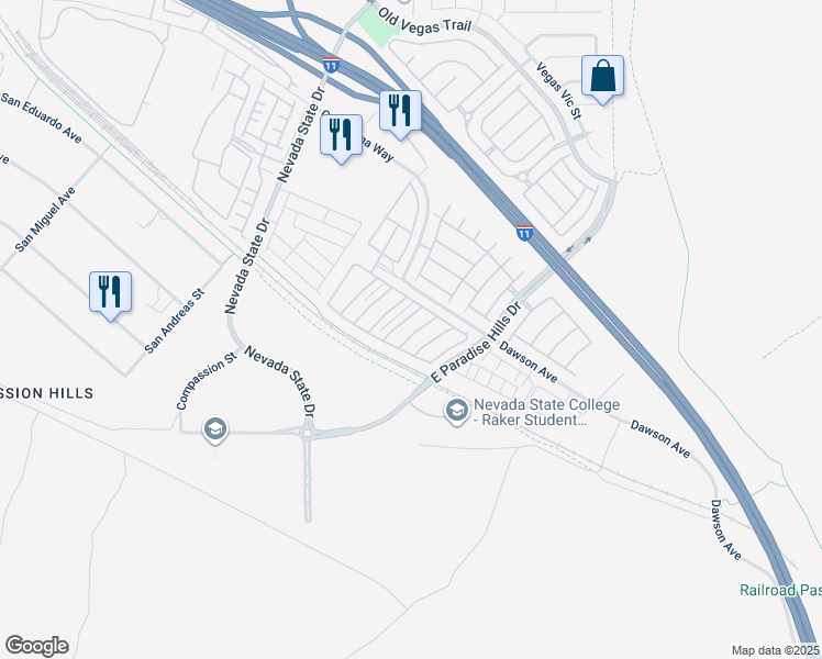 map of restaurants, bars, coffee shops, grocery stores, and more near 1161 Gecko Road in Henderson