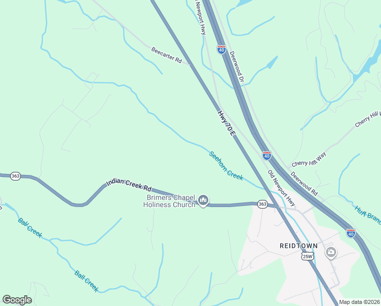 map of restaurants, bars, coffee shops, grocery stores, and more near 2852 Indian Creek Road in Dandridge