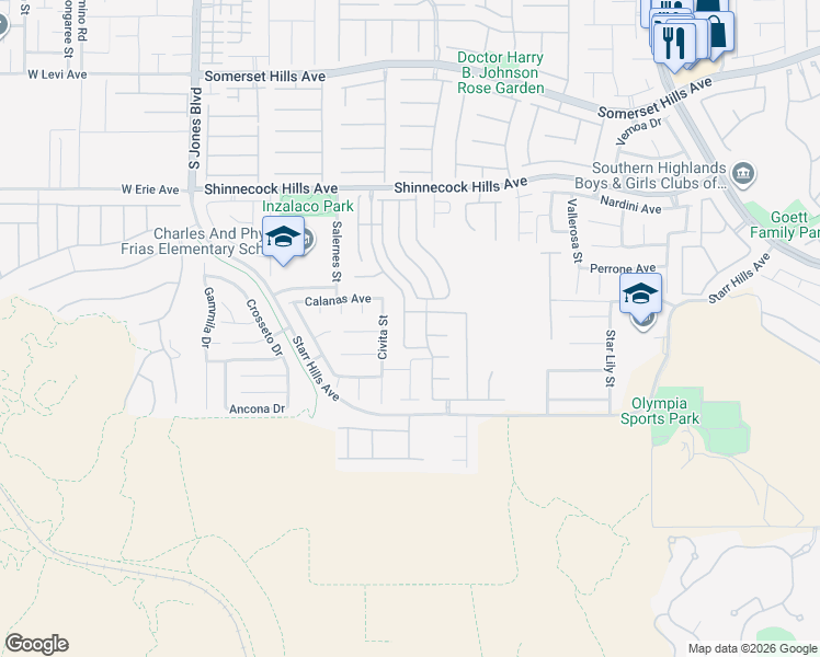 map of restaurants, bars, coffee shops, grocery stores, and more near 5497 Levens Court in Las Vegas