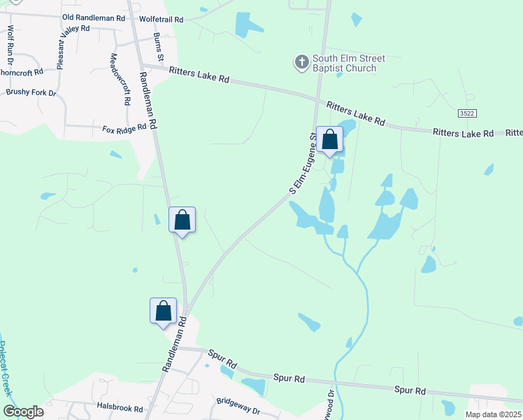 map of restaurants, bars, coffee shops, grocery stores, and more near 4346 South Elm-Eugene Street in Greensboro