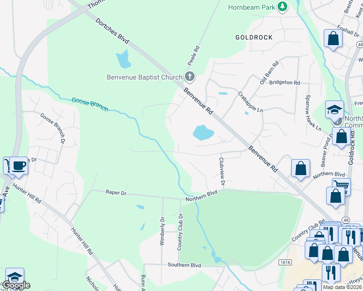 map of restaurants, bars, coffee shops, grocery stores, and more near 2205 Sawgrass Road in Rocky Mount