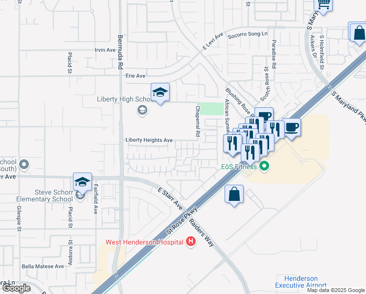 map of restaurants, bars, coffee shops, grocery stores, and more near in Henderson