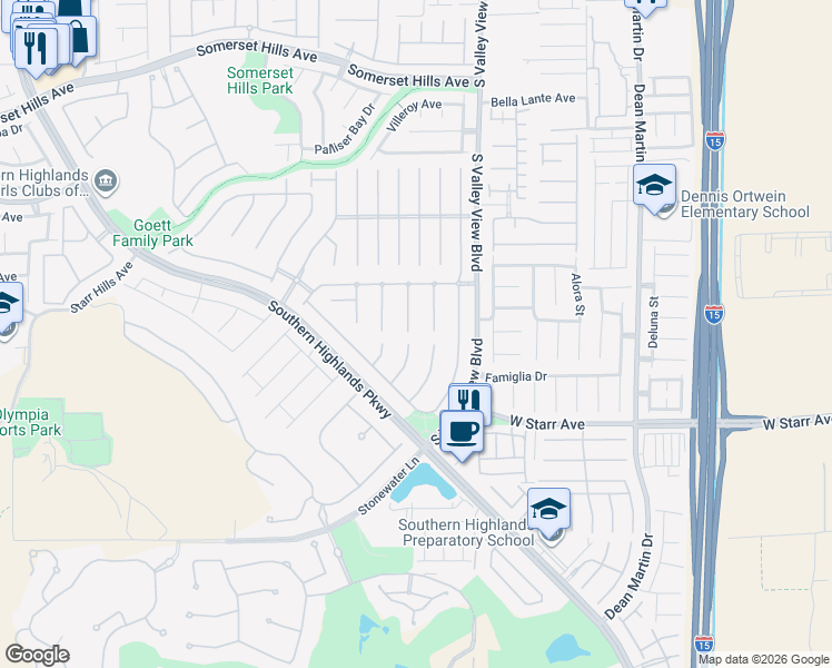 map of restaurants, bars, coffee shops, grocery stores, and more near 11174 Grants Landing Court in Las Vegas