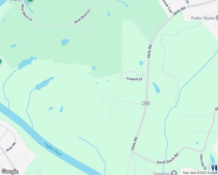 map of restaurants, bars, coffee shops, grocery stores, and more near 7660 Riverbrook Trail in Clemmons