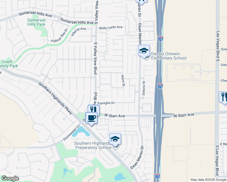 map of restaurants, bars, coffee shops, grocery stores, and more near 3644 Casellina Court in Las Vegas