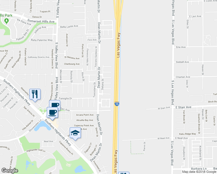 map of restaurants, bars, coffee shops, grocery stores, and more near 3066 Cantabria Court in Las Vegas