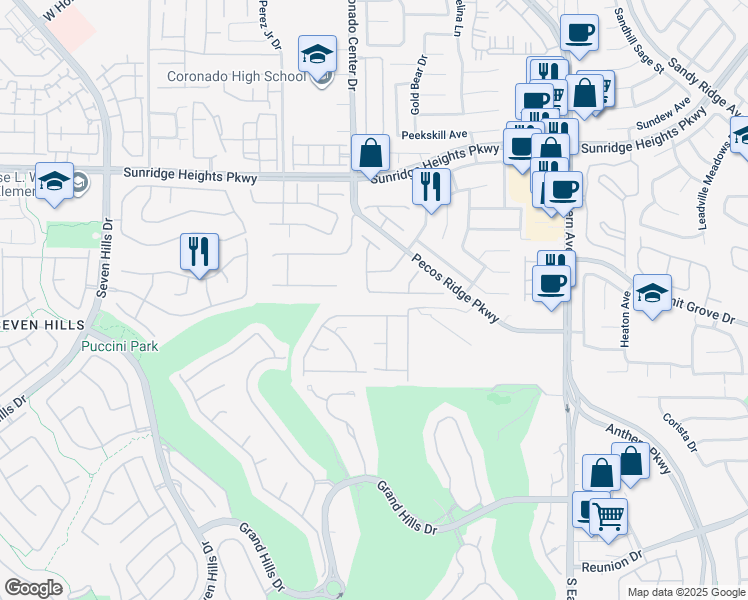 map of restaurants, bars, coffee shops, grocery stores, and more near 2773 Laguna Seca Avenue in Henderson