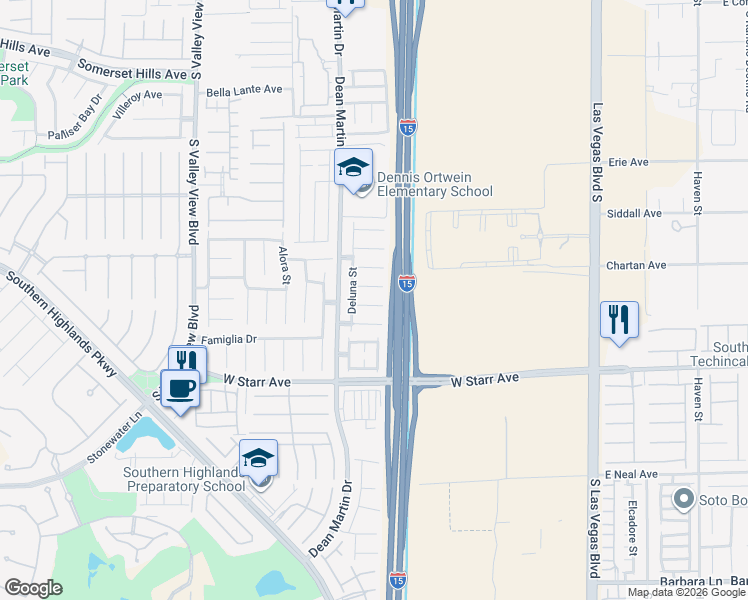 map of restaurants, bars, coffee shops, grocery stores, and more near 3066 Cantabria Court in Las Vegas