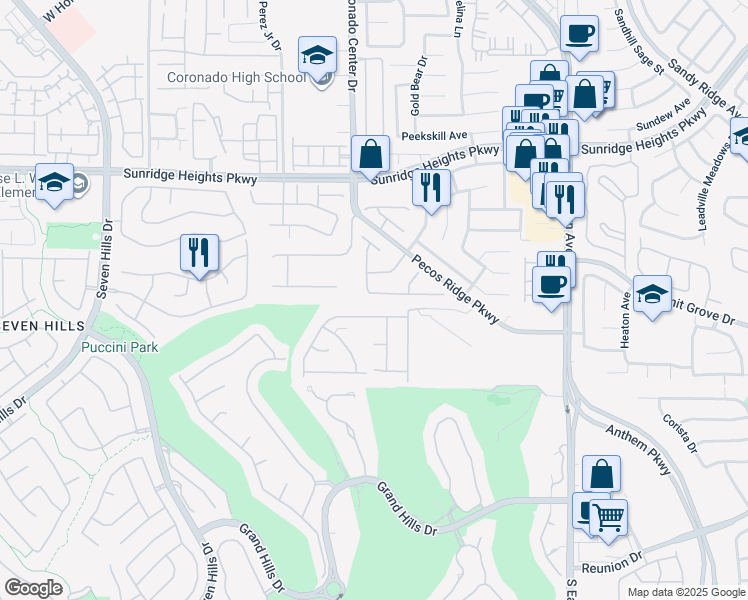 map of restaurants, bars, coffee shops, grocery stores, and more near 2773 Laguna Seca Avenue in Henderson