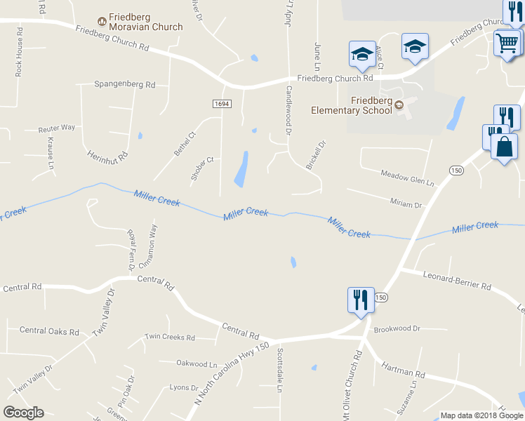 map of restaurants, bars, coffee shops, grocery stores, and more near 356 Candlewood Drive in Winston-Salem