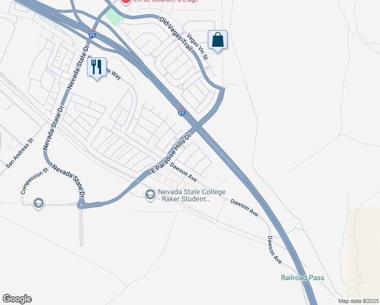 map of restaurants, bars, coffee shops, grocery stores, and more near 1105 Luna Eclipse Lane in Henderson