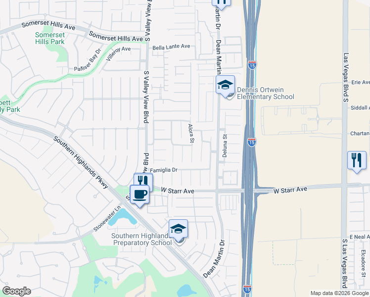 map of restaurants, bars, coffee shops, grocery stores, and more near 11136 Varedo Court in Las Vegas