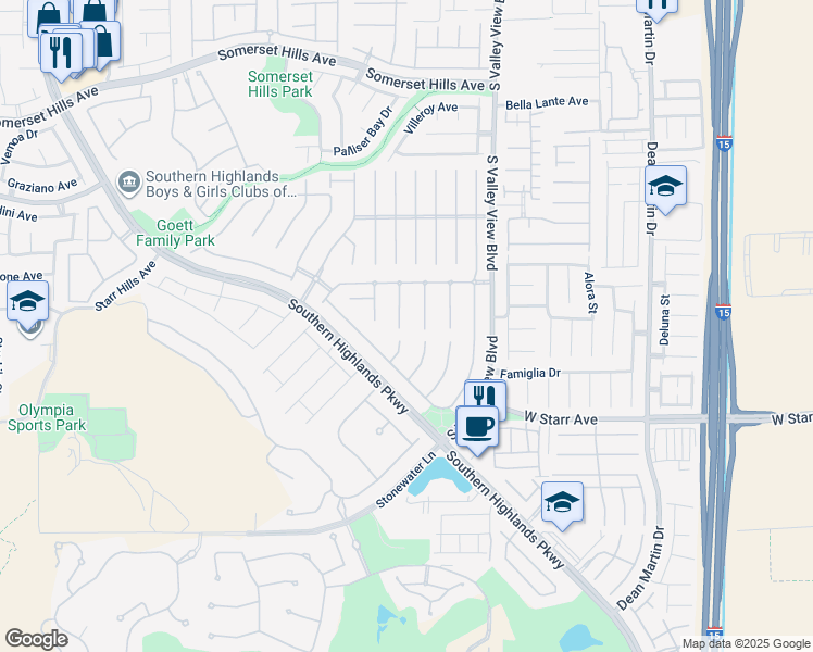 map of restaurants, bars, coffee shops, grocery stores, and more near 11126 Bandon Dunes Court in Las Vegas