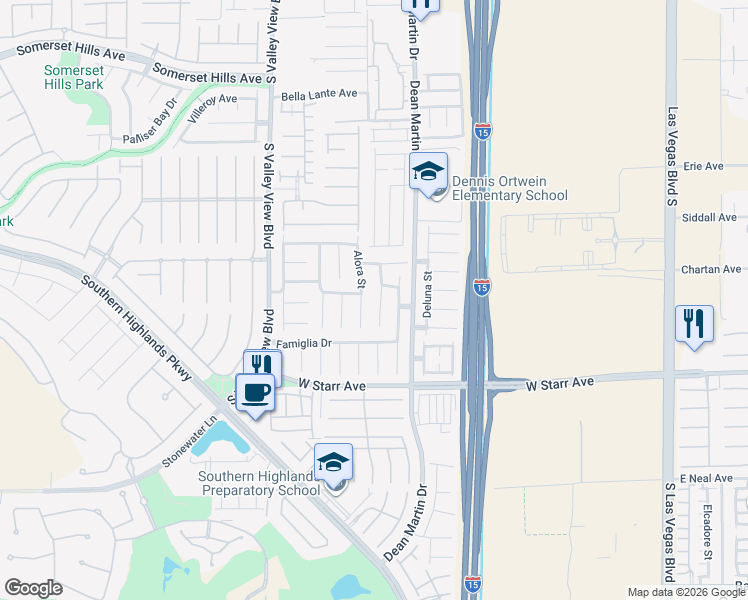 map of restaurants, bars, coffee shops, grocery stores, and more near 11135 Verismo Street in Las Vegas