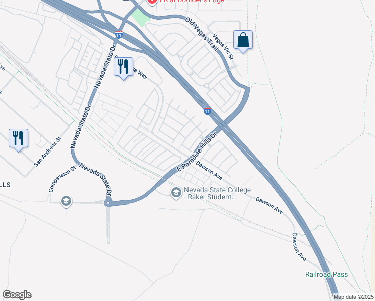 map of restaurants, bars, coffee shops, grocery stores, and more near 1098 Elation Lane in Henderson