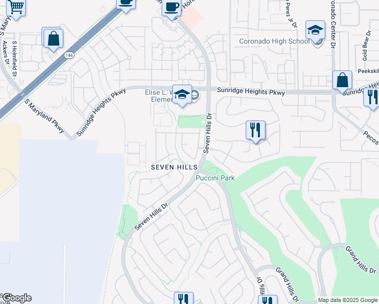 map of restaurants, bars, coffee shops, grocery stores, and more near 3096 Maple Ridge Court in Henderson