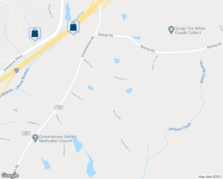 map of restaurants, bars, coffee shops, grocery stores, and more near 4831 Winford Road in Greensboro