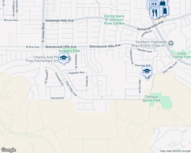 map of restaurants, bars, coffee shops, grocery stores, and more near 11127 Castellane Drive in Las Vegas