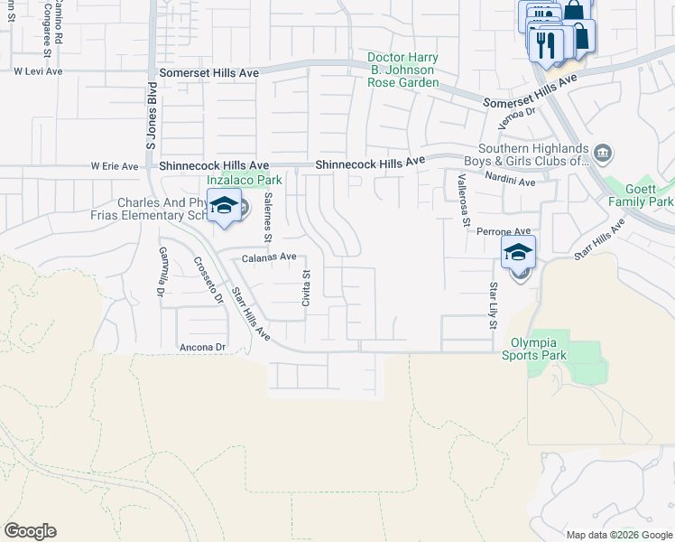 map of restaurants, bars, coffee shops, grocery stores, and more near 11127 Castellane Drive in Las Vegas