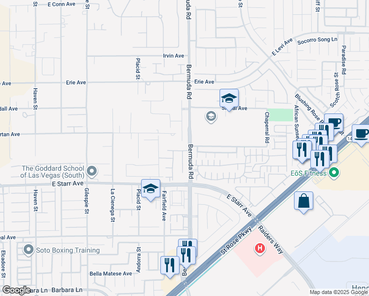 map of restaurants, bars, coffee shops, grocery stores, and more near 392 Coastal Fog Avenue in Las Vegas
